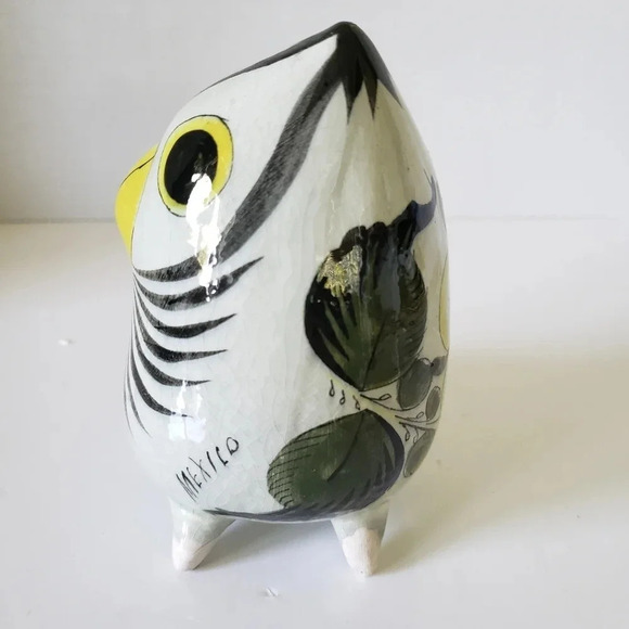 Vintage Folk Art Mexican Tonala  Style Pottery Owl Figurine. - Picture 4 of 6